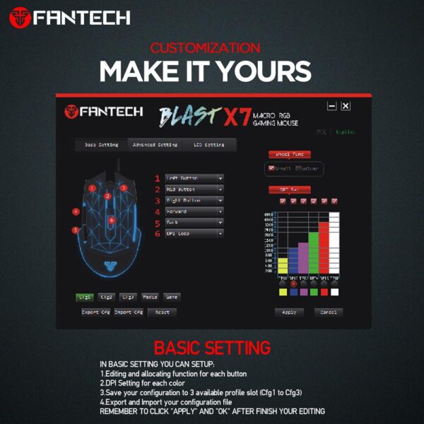 FANTECH X7 BLAST RGB GAMING MOUSE - Image 4