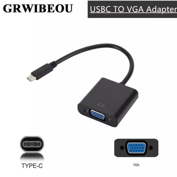 Type C to Female VGA Adapter Cable USBC USB3.1 to VGA Adapter for Macbook 12 inch Chromebook Pixel Lumia 950XL Hot Sale