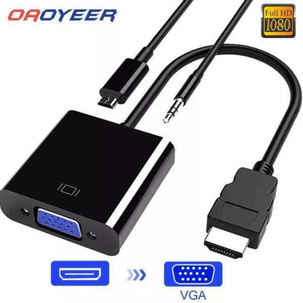 HDMI-compatible to VGA Adapter Cable Male To Famale Converter for PS4 1080P Digital to Analog Video Audio For PC Laptop Tablet