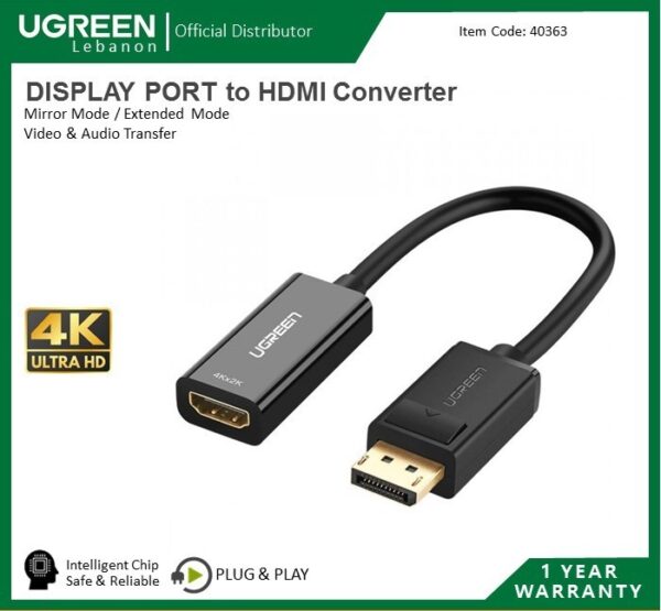 4K DP TO DISPLAY PORT HDMI FEMALE CONVERTER UGREEN MM137