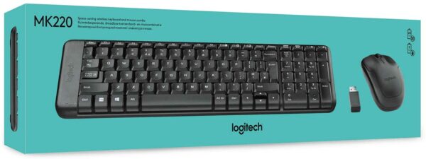 Logitech MK220 Wireless Keyboard and Mouse Combo for Windows, QWERTY Keyboard - Black