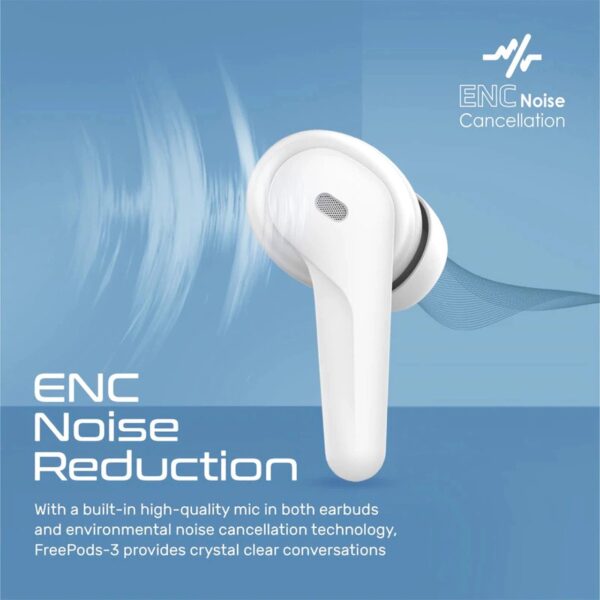 Promate High Definition ENC Earphones With IntelliTouch White | FreePods-3 - Image 2