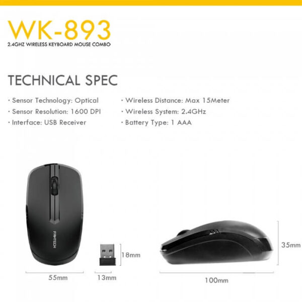 FANTECH WK-893 WIRELESS COMBO KEYBOARD & MOUSE - Image 7