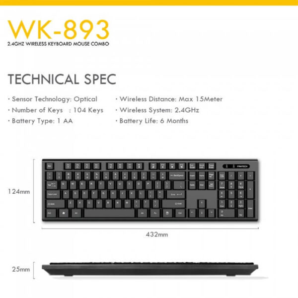 FANTECH WK-893 WIRELESS COMBO KEYBOARD & MOUSE - Image 5