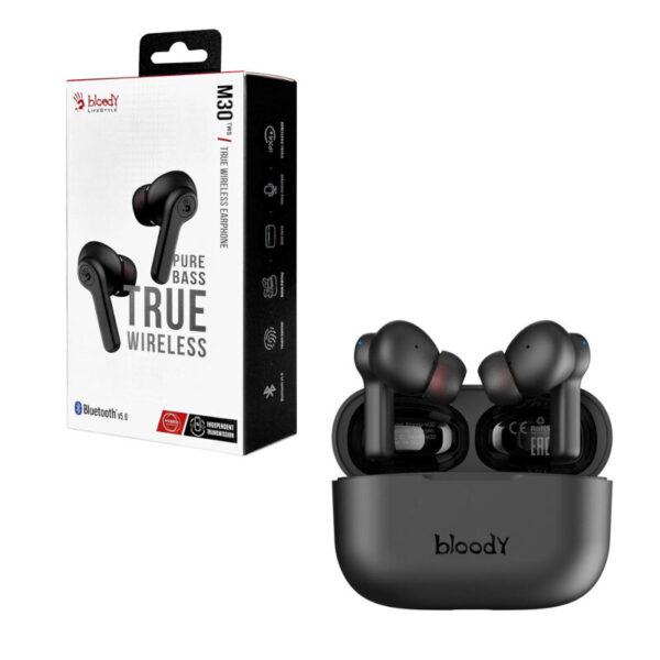 A4TECH BLOODY M30 TWS LIFESTYLE TRUE WIRELESS EARPHONE BLACK - Image 2