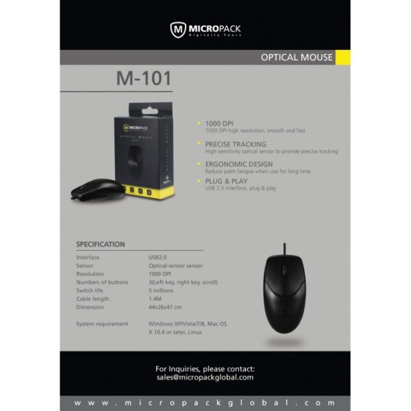 MICROPACK M-101 COMFY LITE WIRED OFFICE MOUSE - Image 6