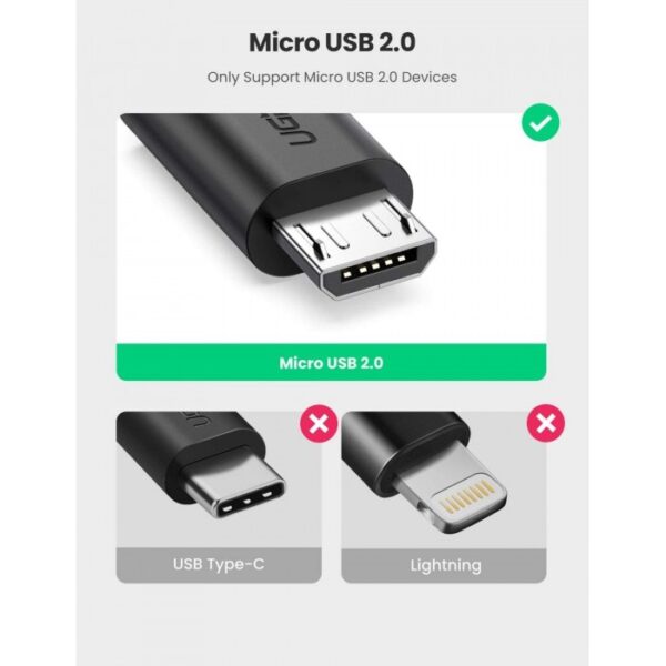 OTG CABLE ADAPTER FROMMICRO-USB MALE TO USB FEMALE UGREEN US133 - 10396 - Image 7