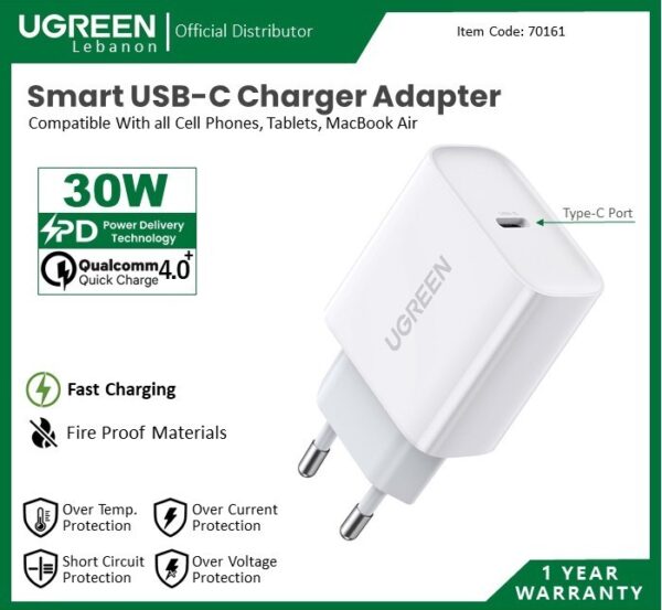 PD 30W USB-C PHONE & MACBOOK CHARGER ADAPTER UGREEN CD127 - 70161