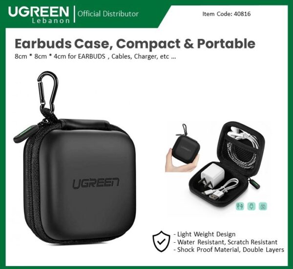 WATERPROOF SMALL SIZE CASE FOR EARPHONE, CABLE, CHARGER, EARBUDS & MEMORY CARD UGREEN