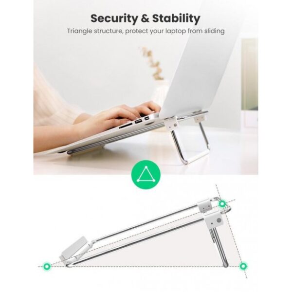 STAINLESS STEEL LAPTOP STAND, FOLDABLE & PORTABLE FROM 11 TO 16 INCH UGREEN - Image 3