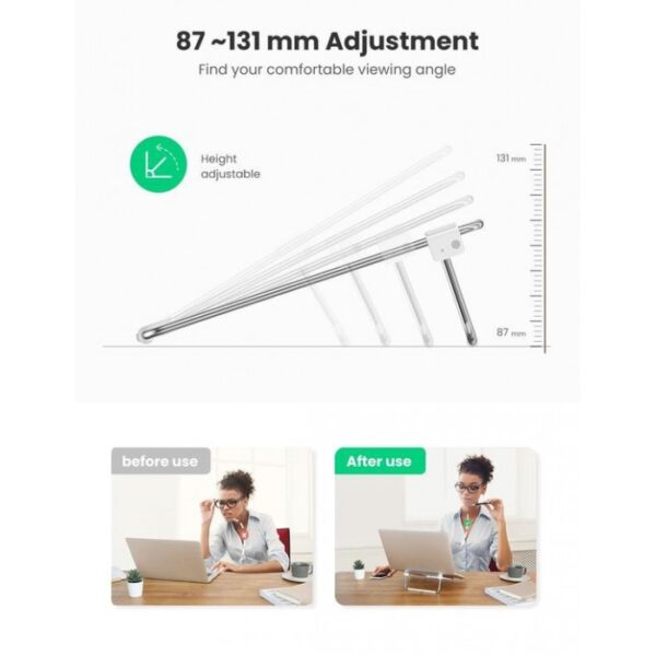 STAINLESS STEEL LAPTOP STAND, FOLDABLE & PORTABLE FROM 11 TO 16 INCH UGREEN - Image 4