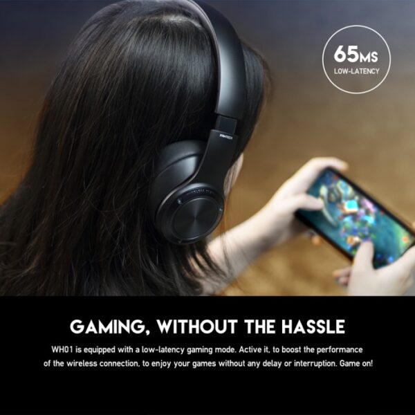 FANTECH WH01 WIRELESS HEADPHONES, DUAL MODE CONNECTION BT5.0 & 3.5MM JACK GAMING HEADSET (BLACK) - Image 8