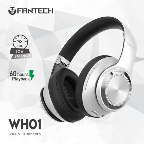 FANTECH WH01 WIRELESS HEADPHONES, DUAL MODE CONNECTION BT5.0 & 3.5MM JACK GAMING HEADSET (WHITE)