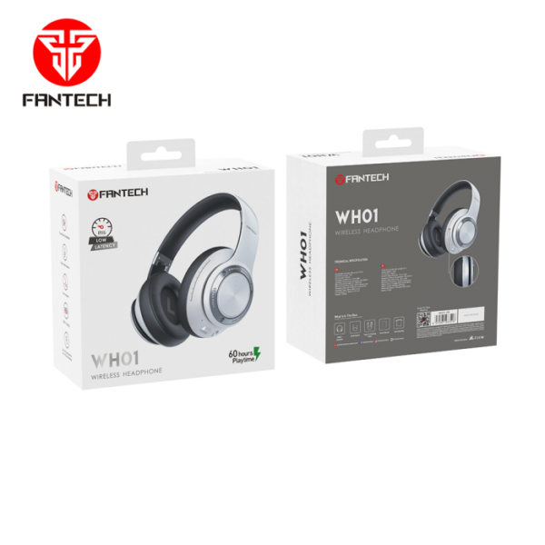 FANTECH WH01 WIRELESS HEADPHONES, DUAL MODE CONNECTION BT5.0 & 3.5MM JACK GAMING HEADSET (WHITE) - Image 2