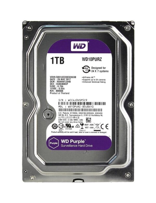 Western Digital 1TB WD Purple Surveillance Internal Hard Drive HDD - Image 2