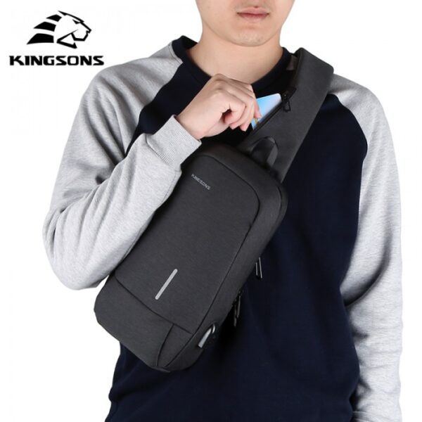 KINGSONS MULTIFUNCTIONAL CHEST BAG KS3173W DARK GRAY WATER-RESISTANT, SHOCK-RESISTANT - Image 8