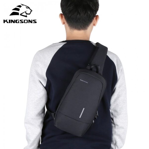 KINGSONS MULTIFUNCTIONAL CHEST BAG KS3173W DARK GRAY WATER-RESISTANT, SHOCK-RESISTANT - Image 6