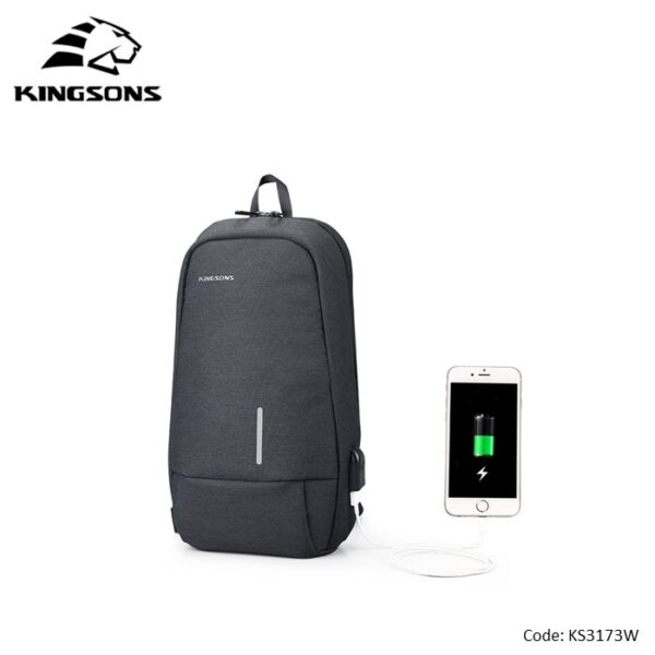 KINGSONS MULTIFUNCTIONAL CHEST BAG KS3173W DARK GRAY WATER-RESISTANT, SHOCK-RESISTANT - Image 5