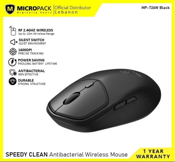 MICROPACK M-726W SPEEDY LITE WIRELESS OFFICE MOUSE (BLACK)