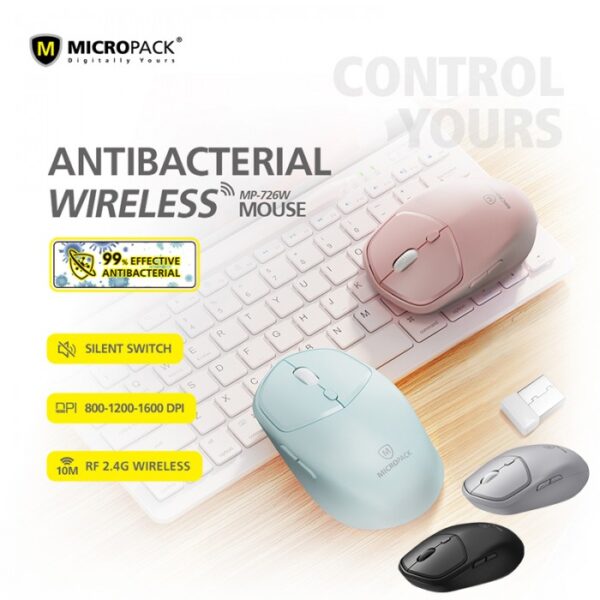 MICROPACK M-726W SPEEDY LITE WIRELESS OFFICE MOUSE (GREY) - Image 2