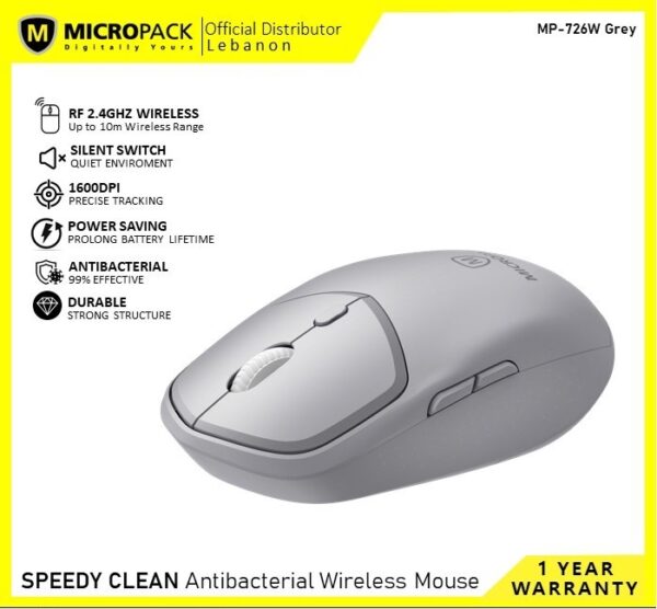 MICROPACK M-726W SPEEDY LITE WIRELESS OFFICE MOUSE (GREY)