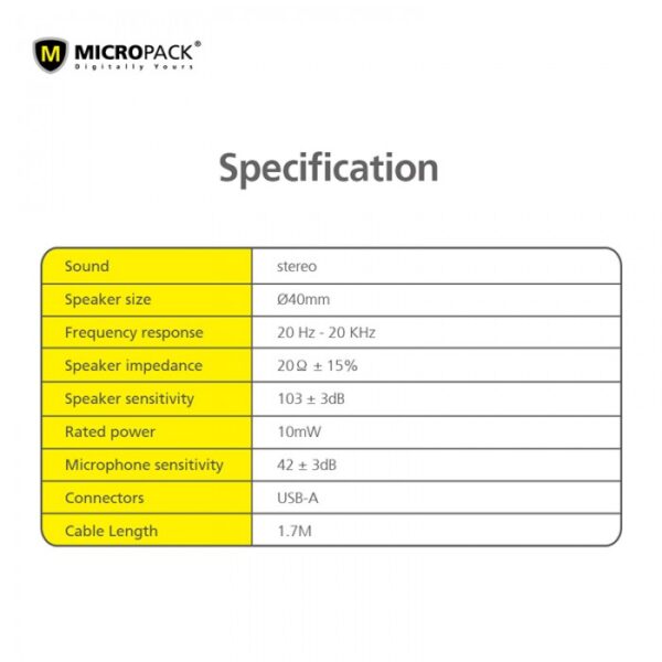MICROPACK MHP-02 CHAT & STEREO USB COMPUTER HEADSET - Image 4