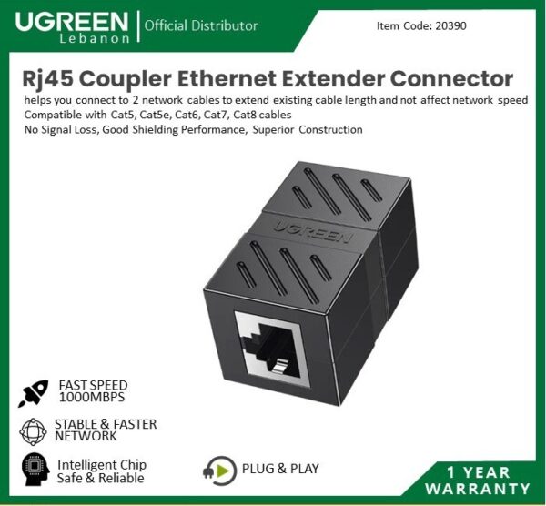 Rj45 Coupler Ethernet Extender Connector UGREEN NW114 - 20390