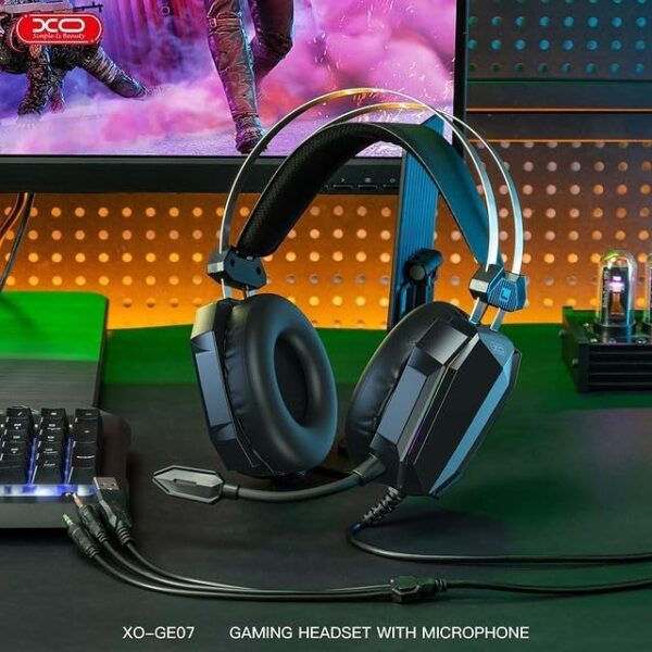 Gaming headset X0-GE07 with Microphone Designed for Gaming, RGB Light, Wire length 2.1M, 3D Surround Sound, Support Dual Channel Stereo, Comfortable to wear - Image 6