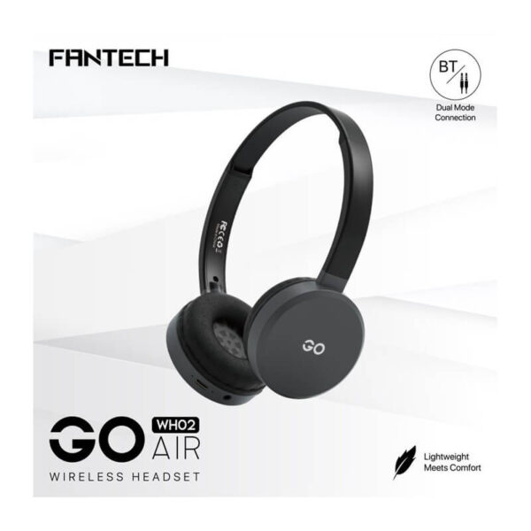 Fantech Headphones Wh02 Go Wireless Dual Mode Connection Bt5.0 & 3.5Mm Jack Gaming (Gray)