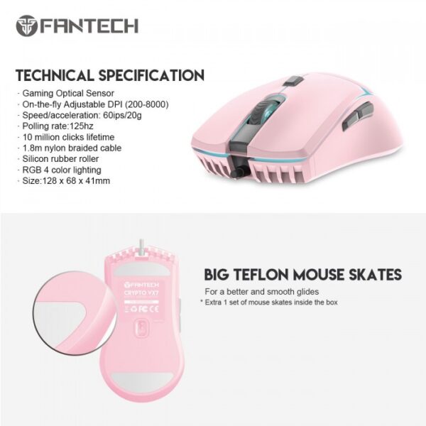 Fantech VX7 CRYPTO RGB Gaming Mouse (Pink Sakura Edition) - Image 8