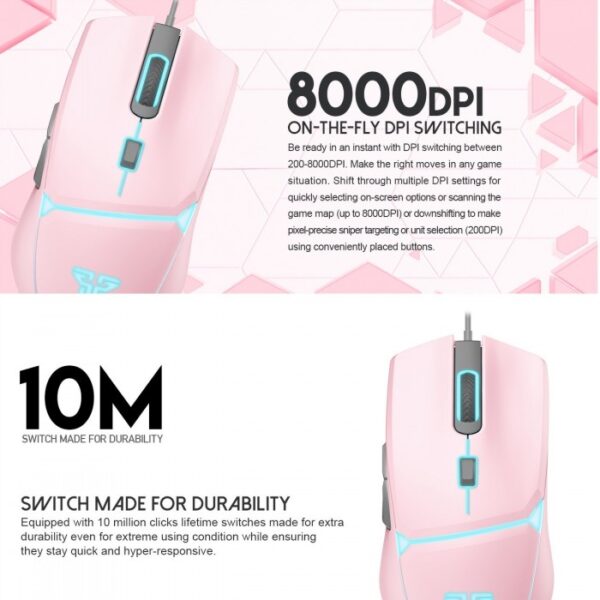 Fantech VX7 CRYPTO RGB Gaming Mouse (Pink Sakura Edition) - Image 4