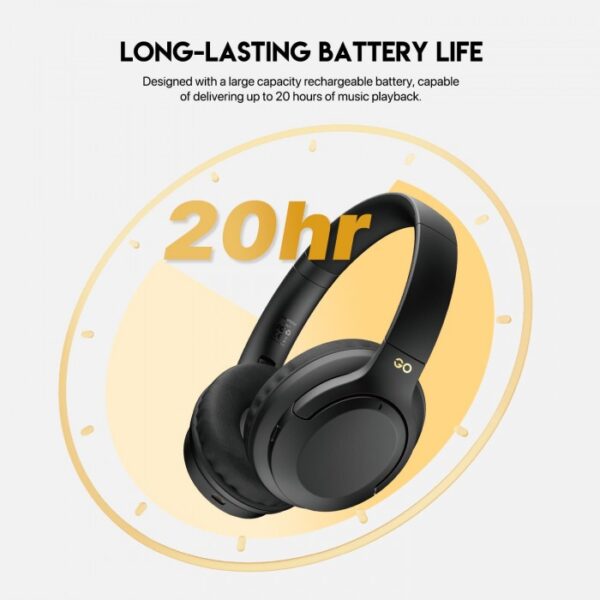 Fantech WH05 Go Vibe WIRELESS HEADPHONES, DUAL MODE CONNECTION BT5.3 & 3.5MM JACK GAMING HEADSET (Black) - Image 4