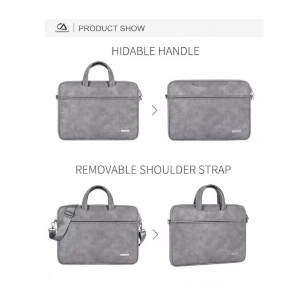 Canvasartisan Business Laptop Bag L11-C22, High Quality Leather Gray - Image 2
