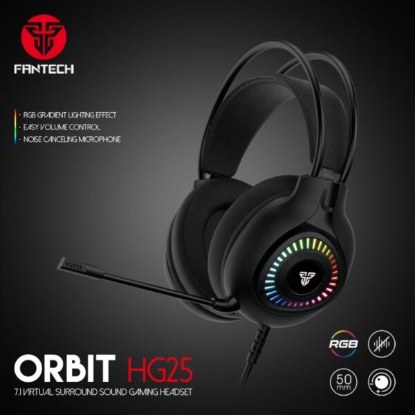Fantech HG25 ORBIT, USB 7.1 Virtual surround sound Gaming Headset With RGB lighting