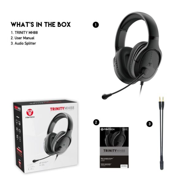 Fantech MH88 TRINITY Gaming Headset, Comfortable Fit, Multiplatform Compatibility Black - Image 3