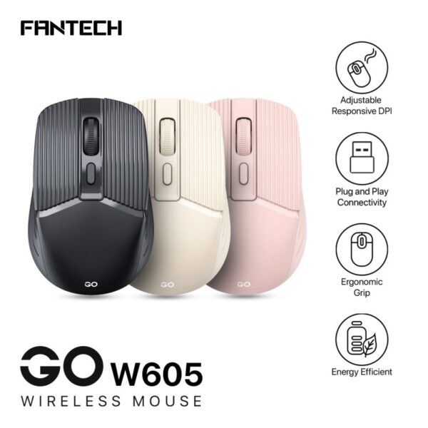 FANTECH W605 GO: Reliable Wireless Mouse for Home and Office Beige - Image 4