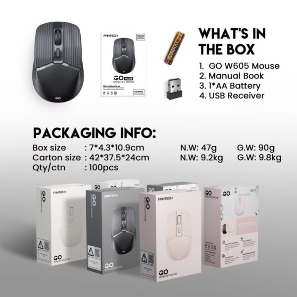 FANTECH W605 GO: Reliable Wireless Mouse for Home and Office BLACK - Image 2