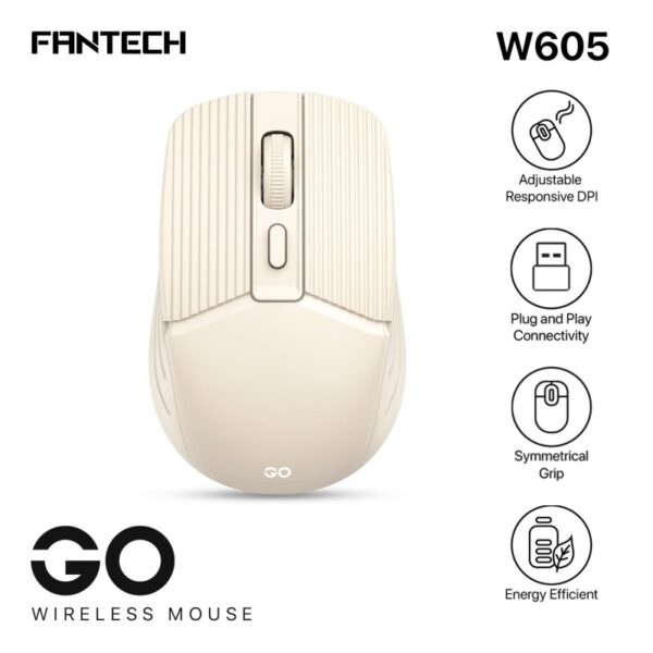 FANTECH W605 GO: Reliable Wireless Mouse for Home and Office Beige