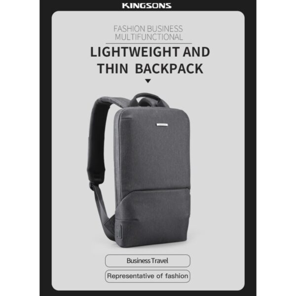 Kingsons Ultra Slim Design Backpack KS3215W Black, Water-resistant, Light Weight - Image 7