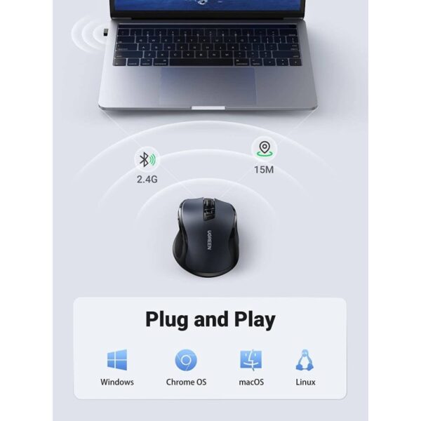UGREEN Silent Wireless Mouse, 4000DPI, Accurate Control, Ergonomic Design for maximum Comfort - MU006 90545 - Image 4