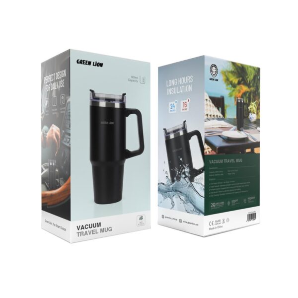 Green Lion Vacuum Travel Mug Black