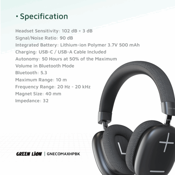 Green Lion Echo Max Headphone BLACK - Image 4