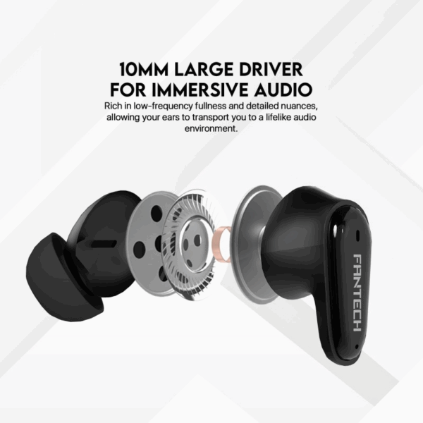 Fantech TWS Wave 13, Bluetooth, Wireless Earbuds compatible with android and iOs - TW13 black - Image 2