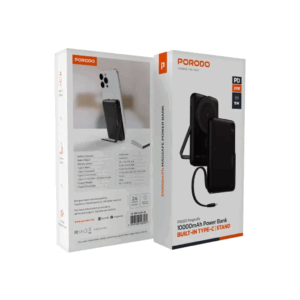 Porodo 10000mAh Power Bank Built-In Type-C & Stand - Black