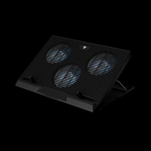 Alternative view of GAMDIAS AETHER E1 Laptop Cooling Pad With Triple 120mm Fans, 7 Height Levels, Dual USB Ports, Blue LED, And Compatibility for Up To 19” Laptops