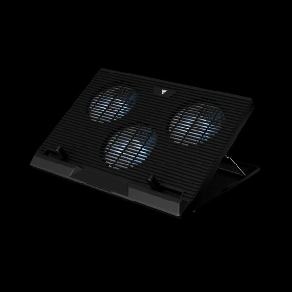 GAMDIAS AETHER E1 Laptop Cooling Pad With Triple 120mm Fans, 7 Height Levels, Dual USB Ports, Blue LED, And Compatibility for Up To 19” Laptops - Image 2
