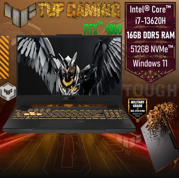 ASUS TUF Gaming F15 FX507VV Intel® Core™ i7-13620H | 16GB DDR5 RAM ; 512GB NVMe™ SSD| RTX™ 4060 , 8GB GDDR6 |  15.6-inch FHD IPS 144Hz |  DOS  | Backlit 1-Zone RGB Keyboard | Mecha Gray FX507VV