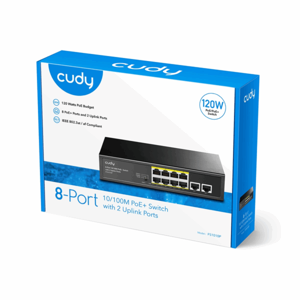 CUDY POE SWITCH 8 PORTS 120W FS1010P